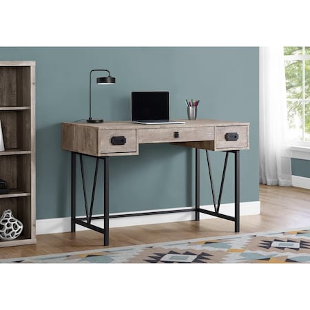 Gfancy Fixtures 31 in. Taupe Particle Board & Black Metal Computer Desk with a Hollow Core GF3097454
